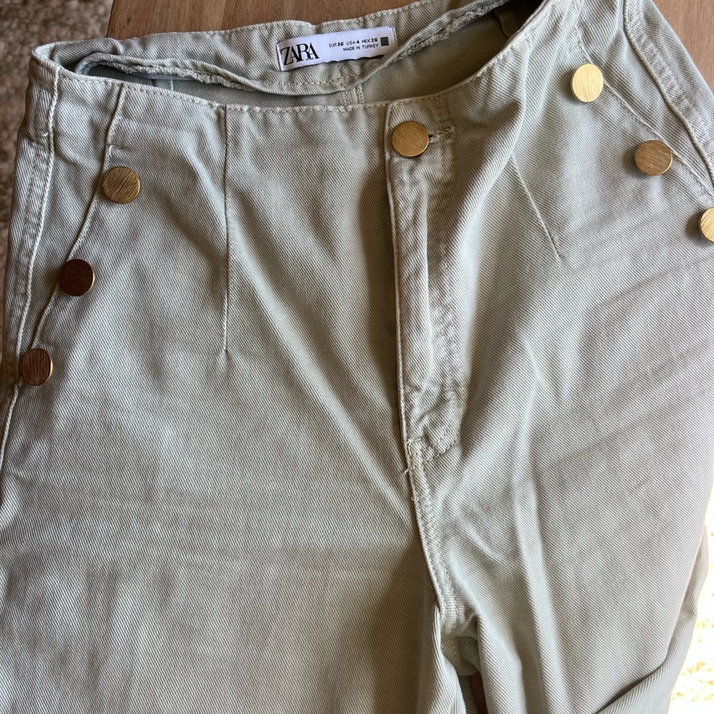 Zara Beige Trousers with Gold Accents